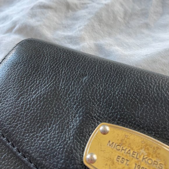 Michael Kors Jet Set Slim Flap Pebbled Leather Wallet Black - Picture 2 of 16